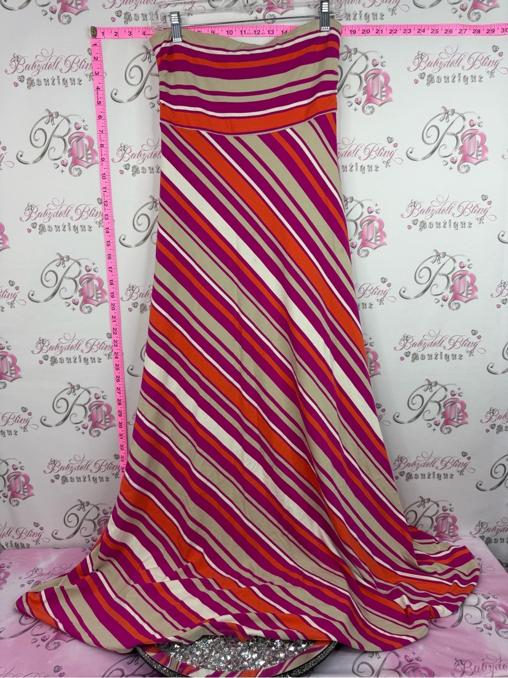 Banana Republic dress or skirt Diagonal Stripe Maxi in Fuchsia, Orange & Cream